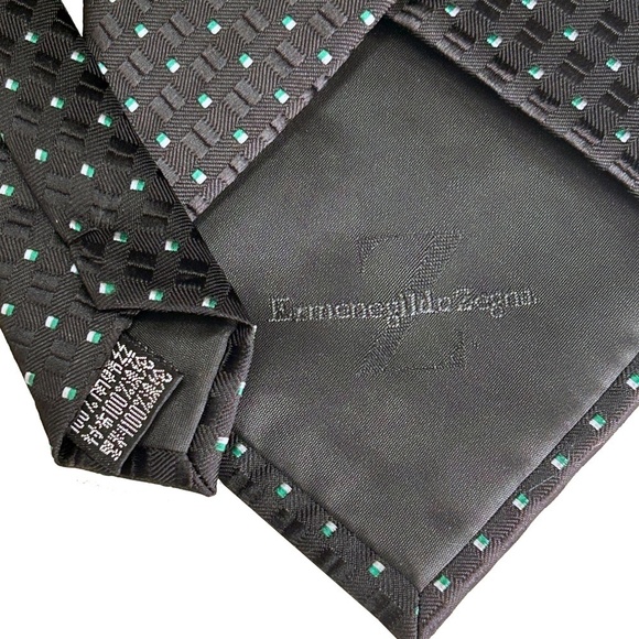 Flawless Ermenegildo Zegna Woven NeckTie 100% Silk Branded Polka-Dots - Picture 4 of 8
